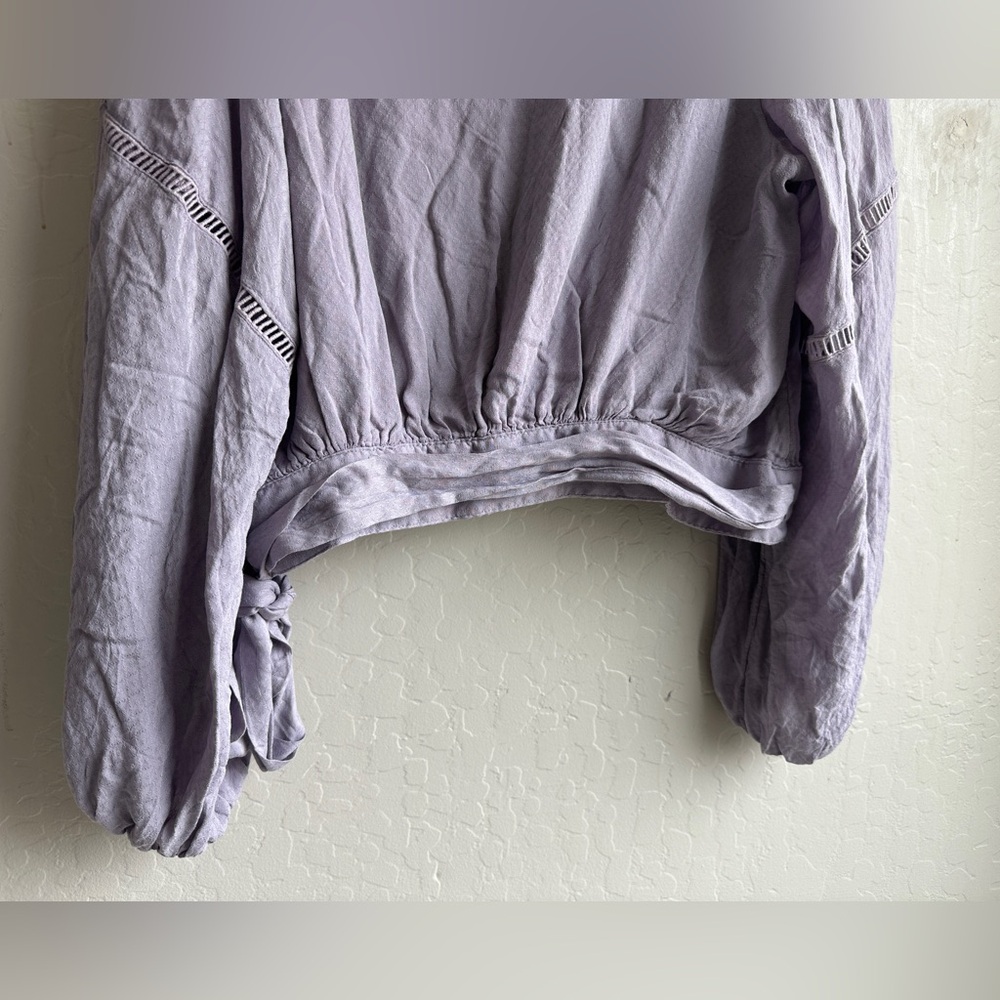 FREE PEOPLE Dream Girl Plunging Wrap Top Purple - Large - Picture 10 of 14